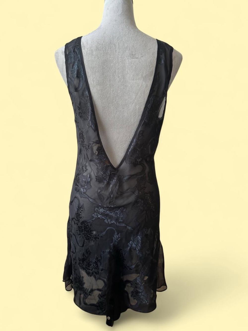 Vintage Victoria's Secret Gold Label Black Sheer Slip Dress L
